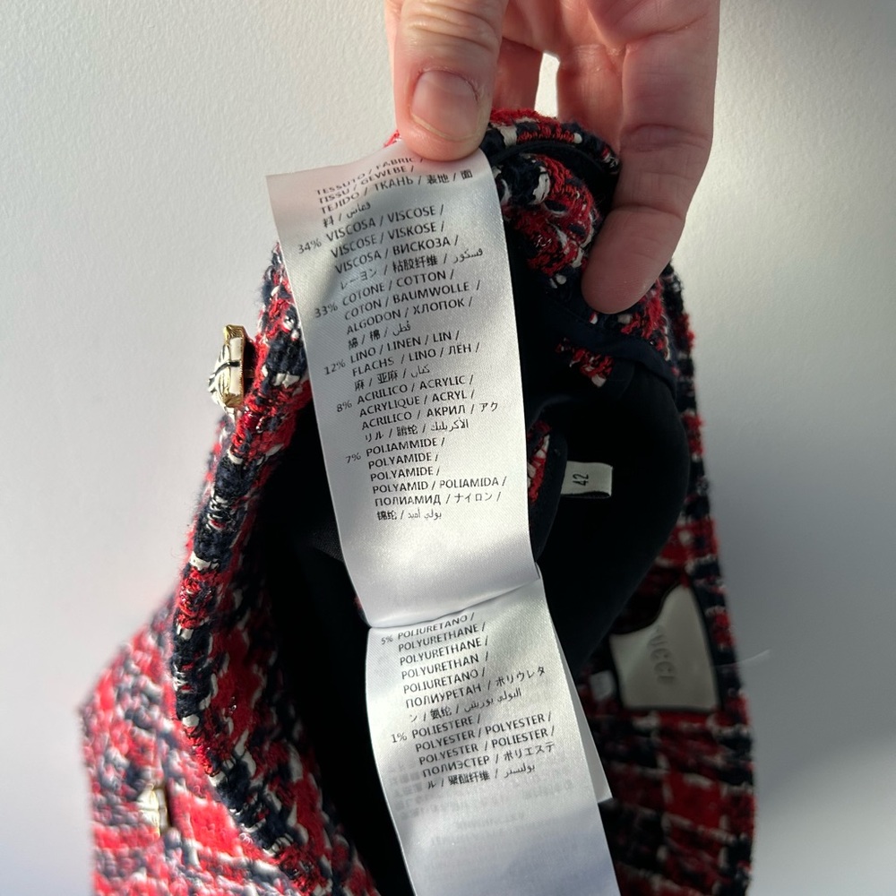 Gucci red and navy tiger button tweed skirt - Picture 6 of 6